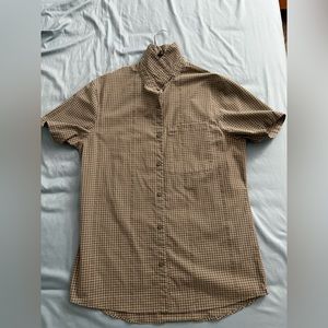 Lululemon grid - olive green short sleeve button down medium